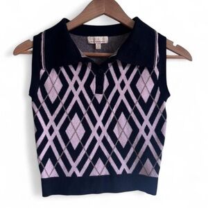 Y2K Vintage Black and Pink Argyle sweater vest